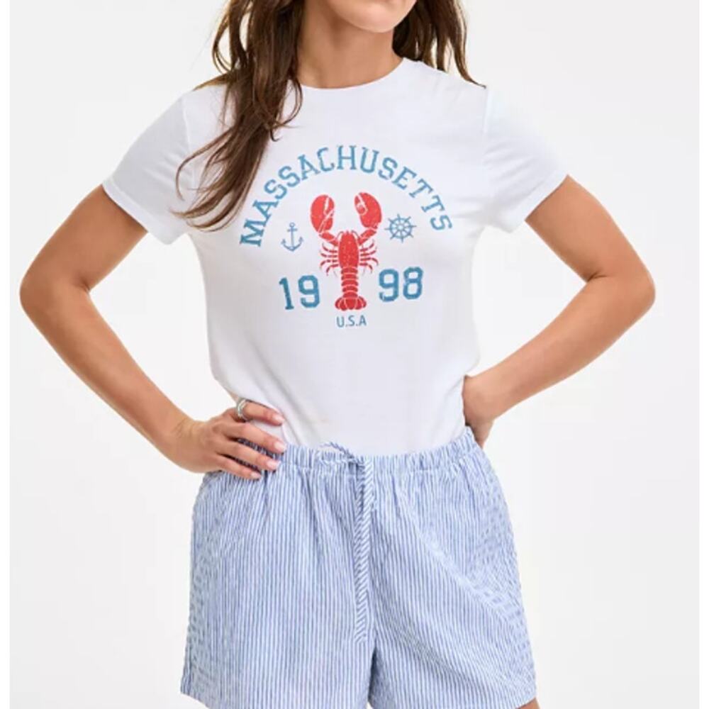 Rebellious One Juniors' Lobster Graphic T-Shirt Size M